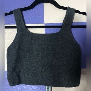 NWT Everlane Cozy Stretch Wool Blend Cropped Tank in Dark Grey - Size S
